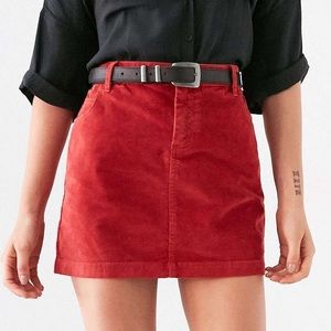 BDG red corduroy skirt
